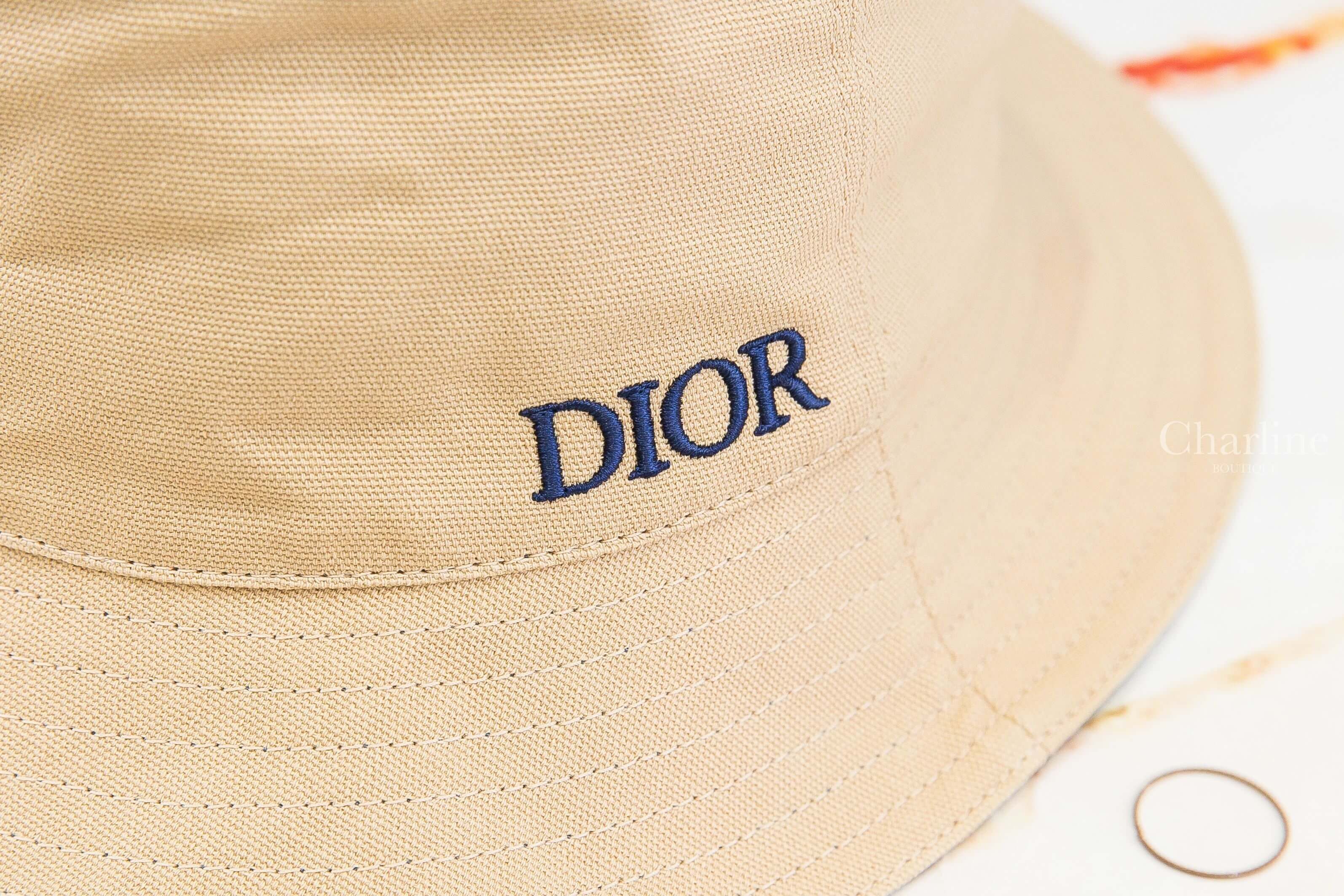 Dior Dior Oblique Reversible Bucket Hat 米色深藍刺繡字母拼淺藍色復古老花內裡雙面棉質漁夫帽