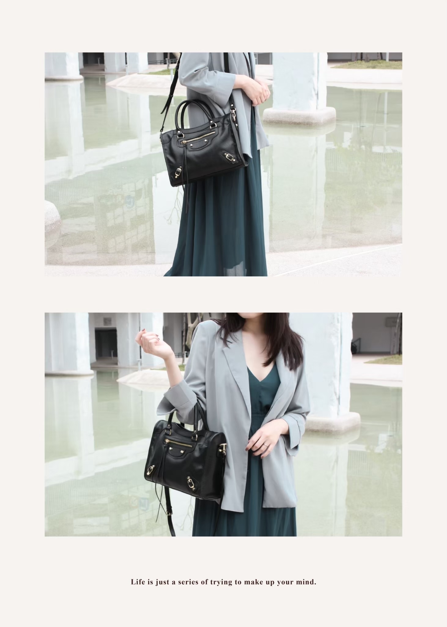 雙肩背、手提、斜背三用設計，變換自如