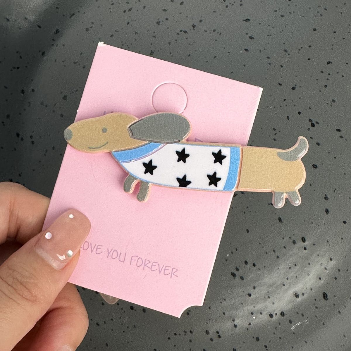 #N/A - 卡通狗狗圖案 甜美少女髮夾 (星星斑點)