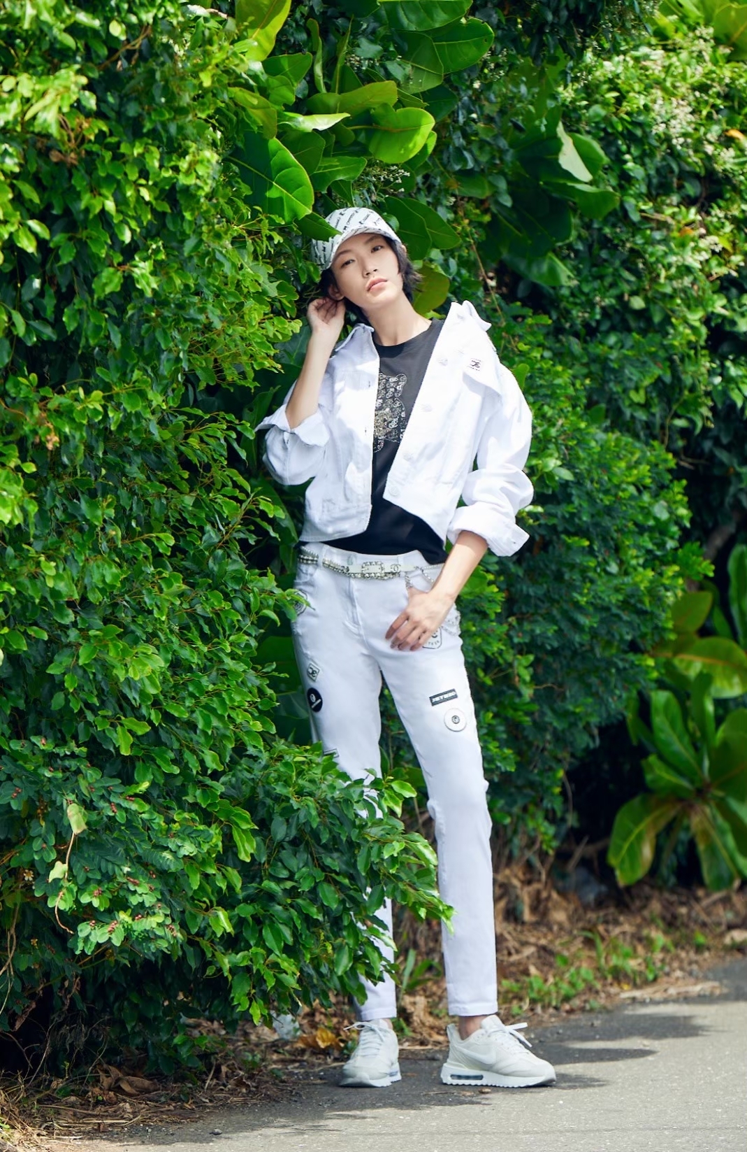 BC1EB007B1 濱海風情獨家膠印老爹褲