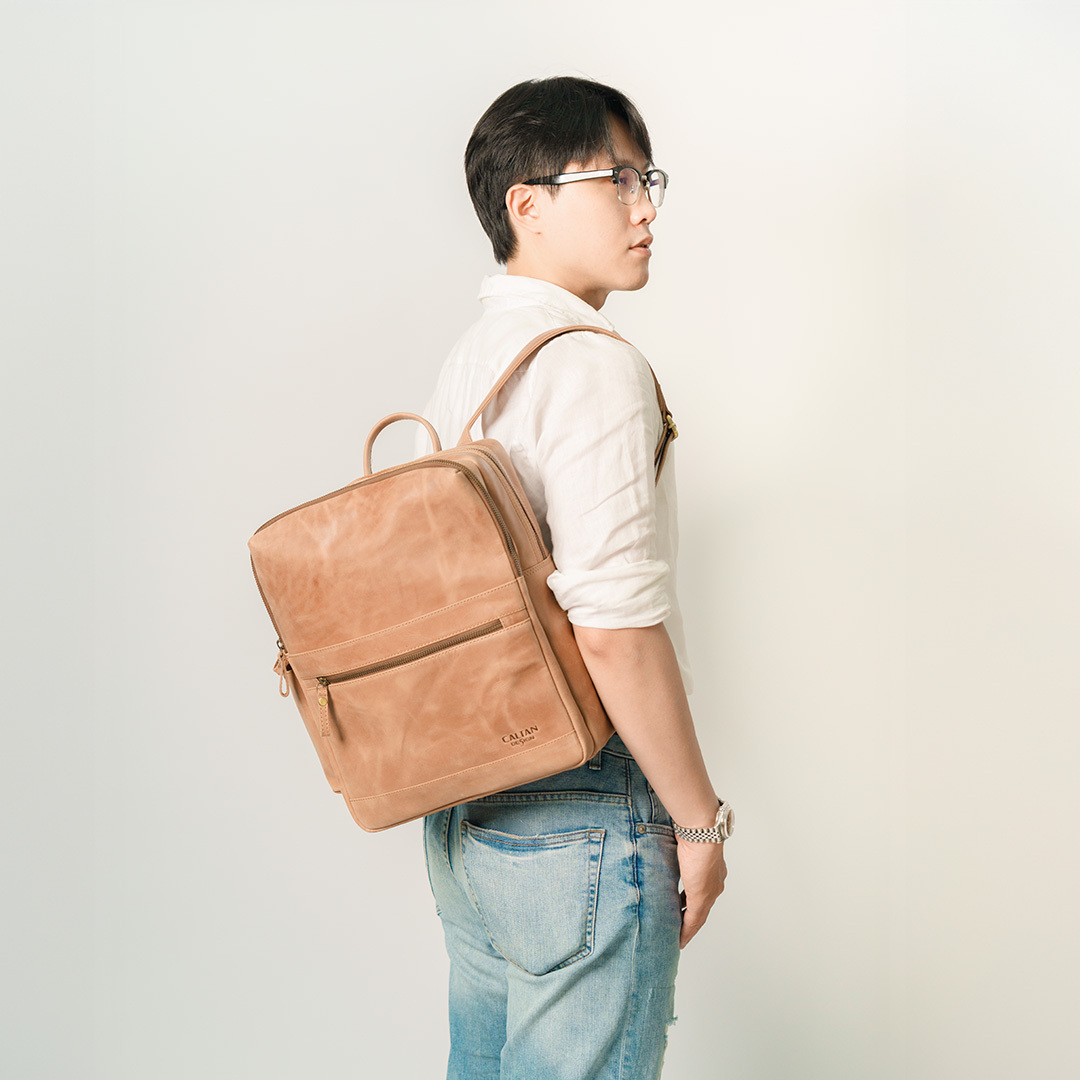 真皮休閒簡約後背包-（5420）