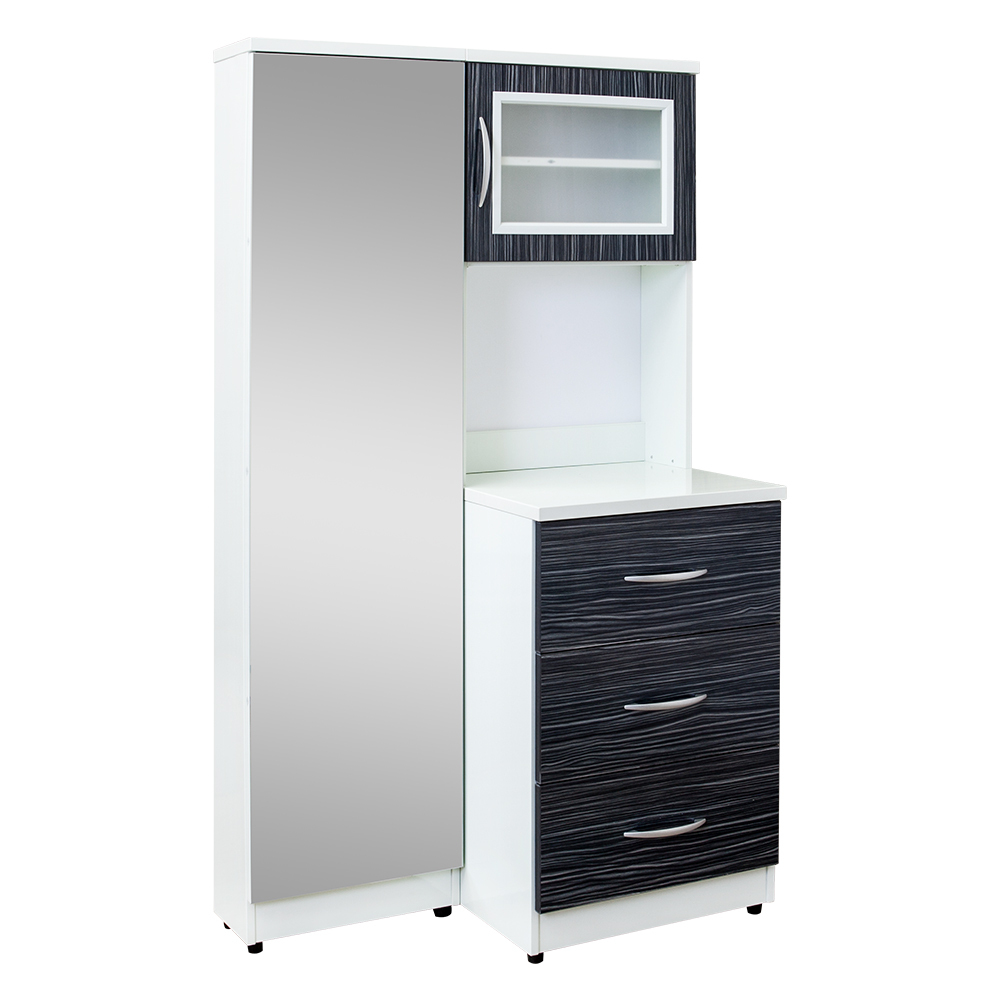 南亞塑鋼-3.3尺塑鋼收納立鏡櫃+化妝台組-不含椅