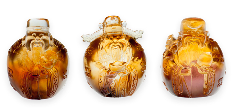 鹿港窯禮品館｜琉璃珍藏 福祿壽三星高照 擺飾 文鎮 居家開運