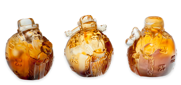 鹿港窯禮品館｜琉璃珍藏 福祿壽三星高照 擺飾 文鎮 居家開運