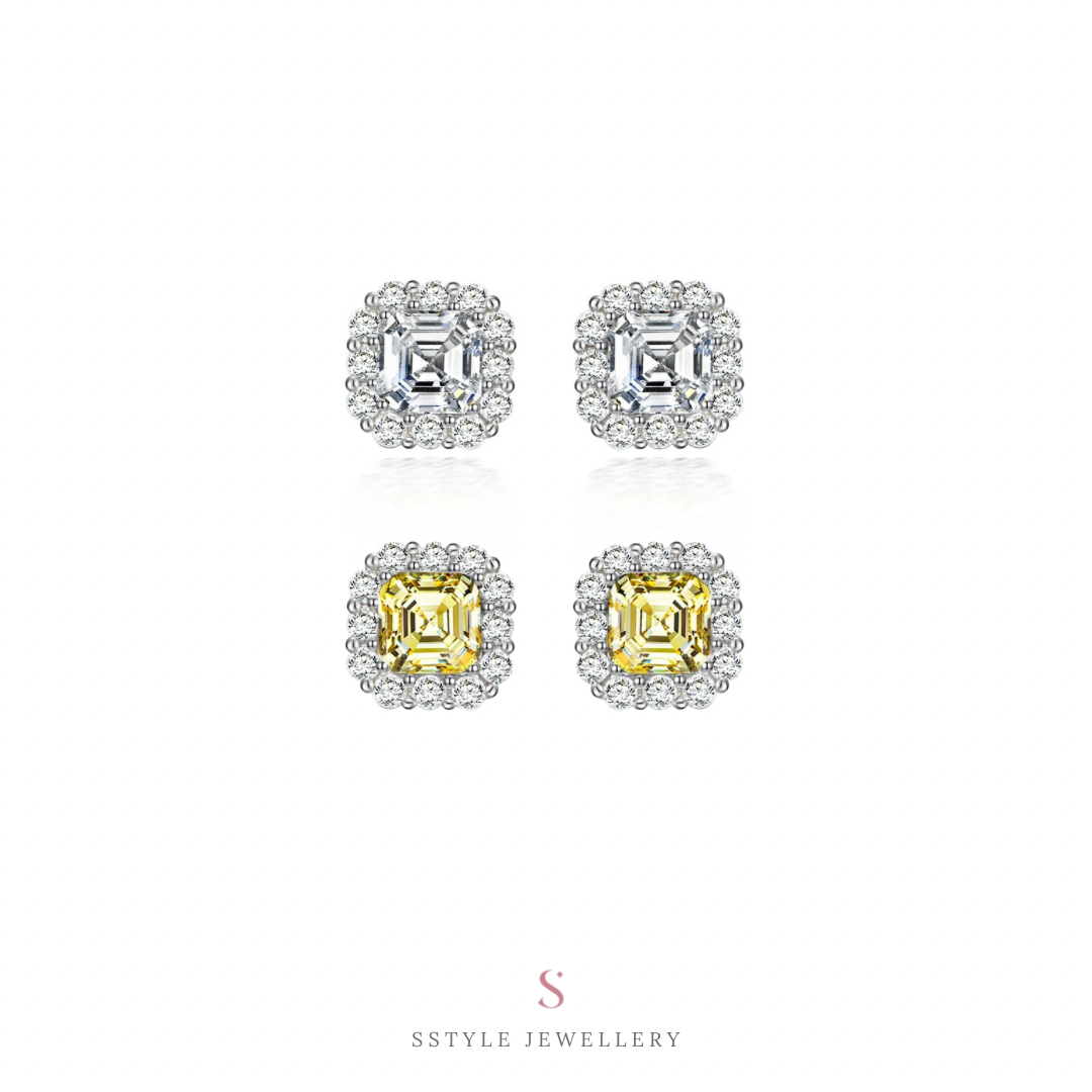 Bezel Yellow Earrings