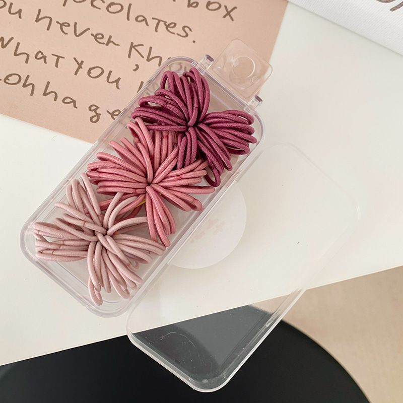 #N/A - 彩色系 基礎款高彈力髮圈 / 兒童髮圈 × 90條/盒裝 (粉紫)