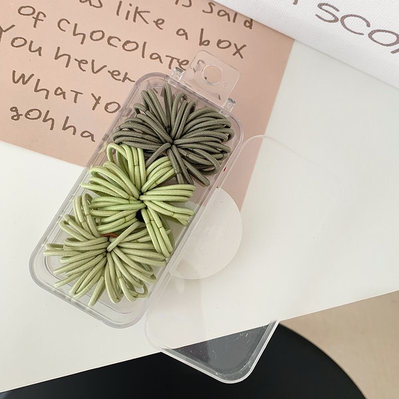 #N/A - 彩色系 基礎款高彈力髮圈 / 兒童髮圈 × 90條/盒裝 (綠色)