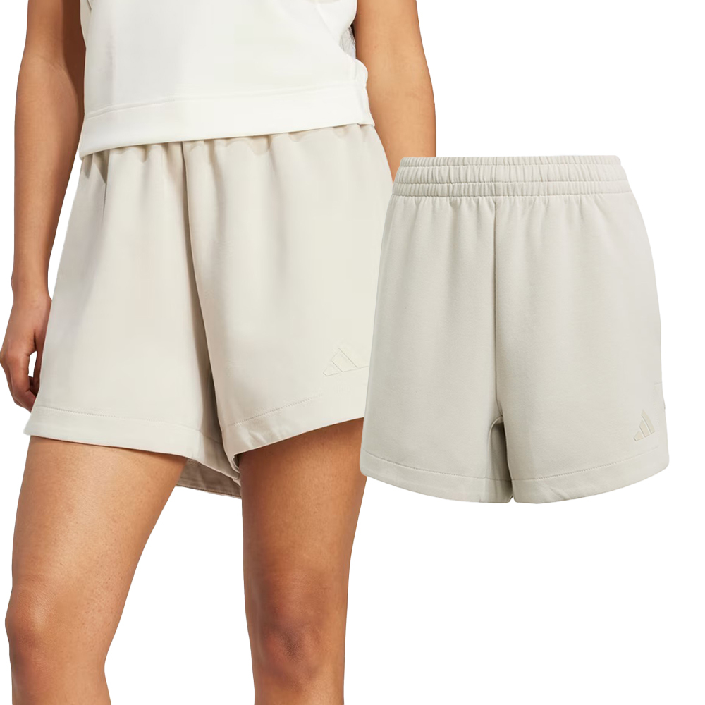 Adidas W All Szn Sl Sh 女款 米色 寬鬆 訓練 運動 休閒 短褲 JV9877