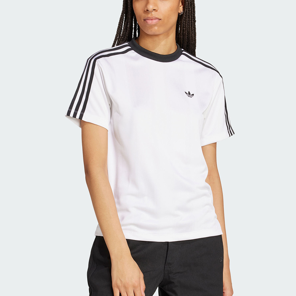 Adidas Jacquard Tee 女款 白色 三葉草 提花 休閒 短袖 JV9647