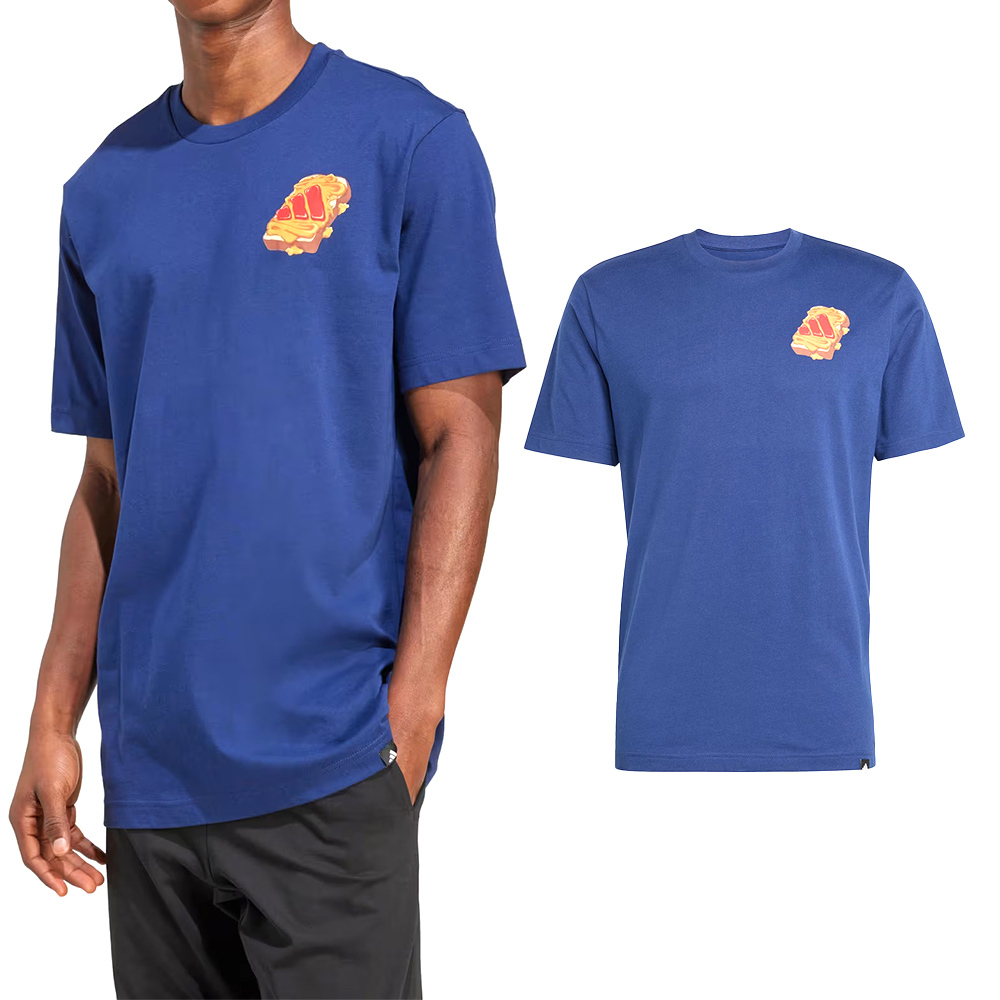 Adidas M Pb&J T 男款 藍色 圖案 棉質 T恤 休閒 短袖 JW4343