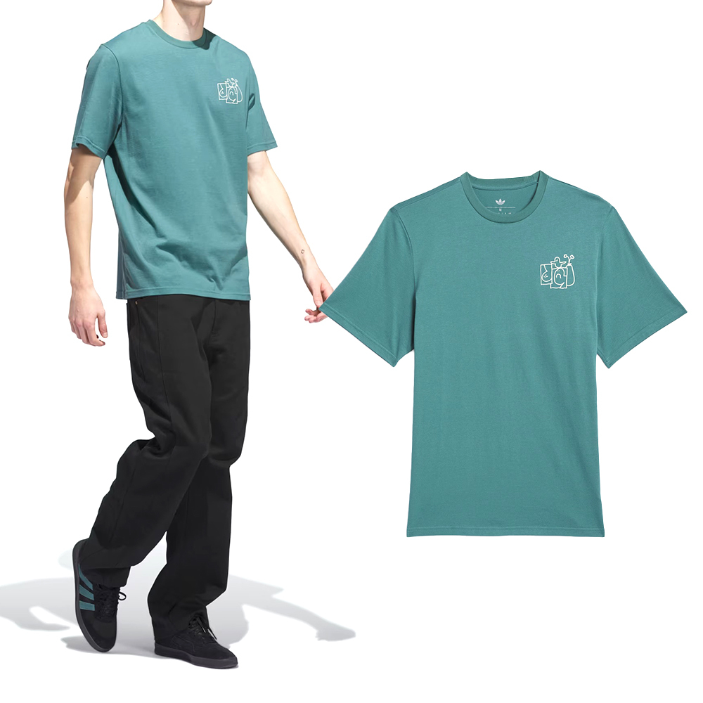 Adidas Shmoo G Tee 1 男款 女款 藍綠色 中性 棉質 T恤 休閒 短袖 JX5452