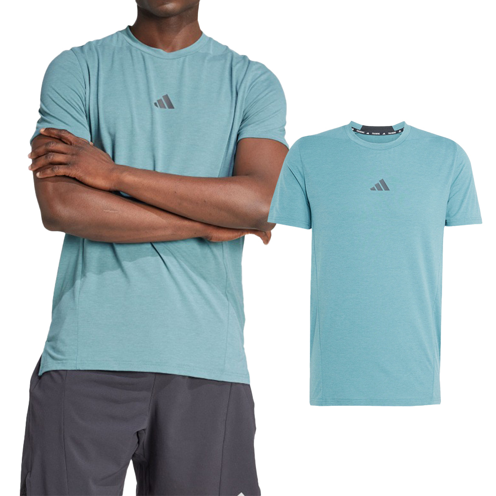 Adidas D4T Tee 男款 藍綠色 修身 吸濕 排汗 訓練 運動 短袖 JX3285