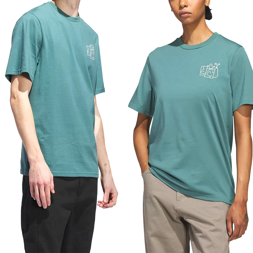 Adidas Shmoo G Tee 1 男款 女款 藍綠色 中性 棉質 T恤 休閒 短袖 JX5452