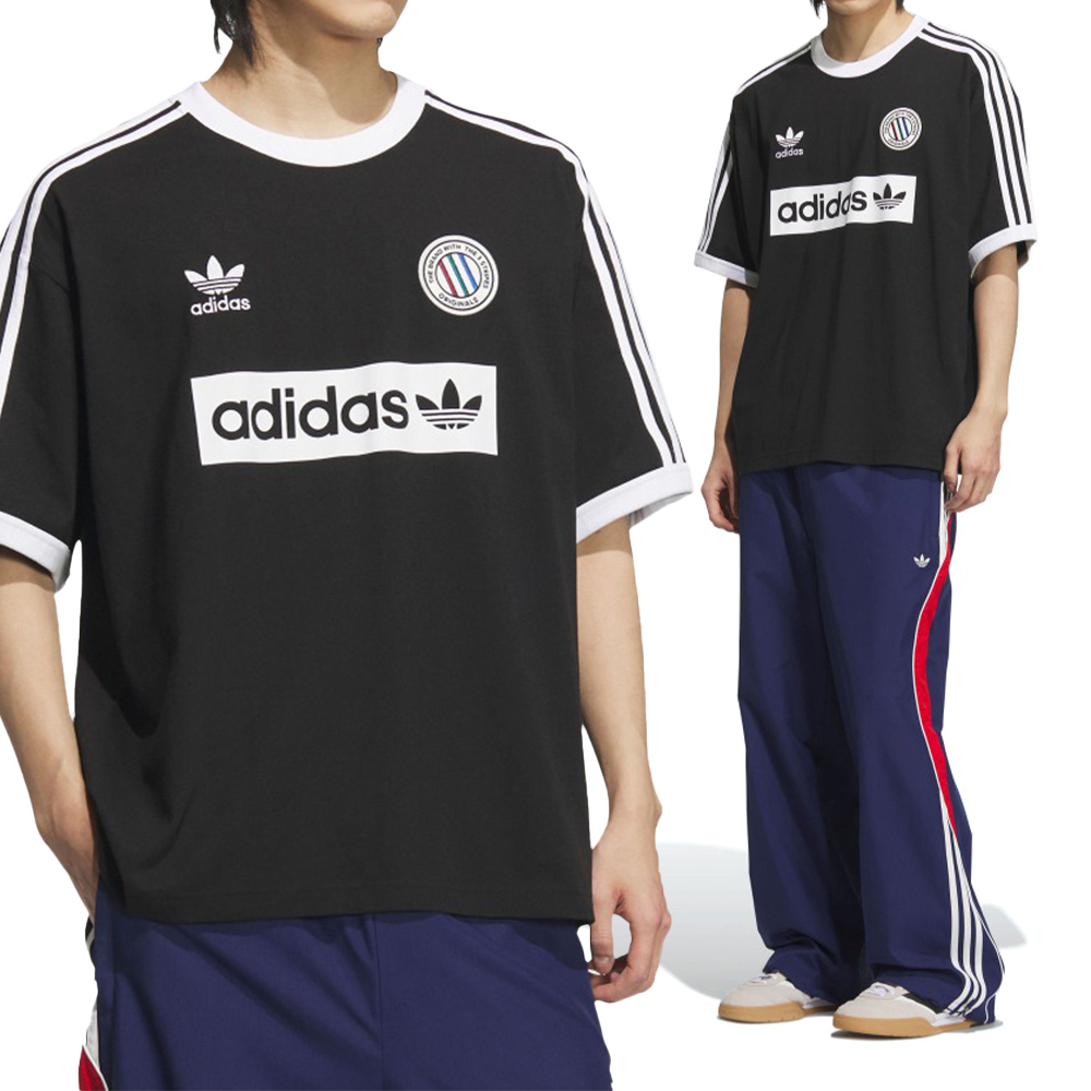 Adidas Ringer Tee 男款 黑色 寬鬆 Logo印花 棉質 T恤 休閒 短袖 KC2603