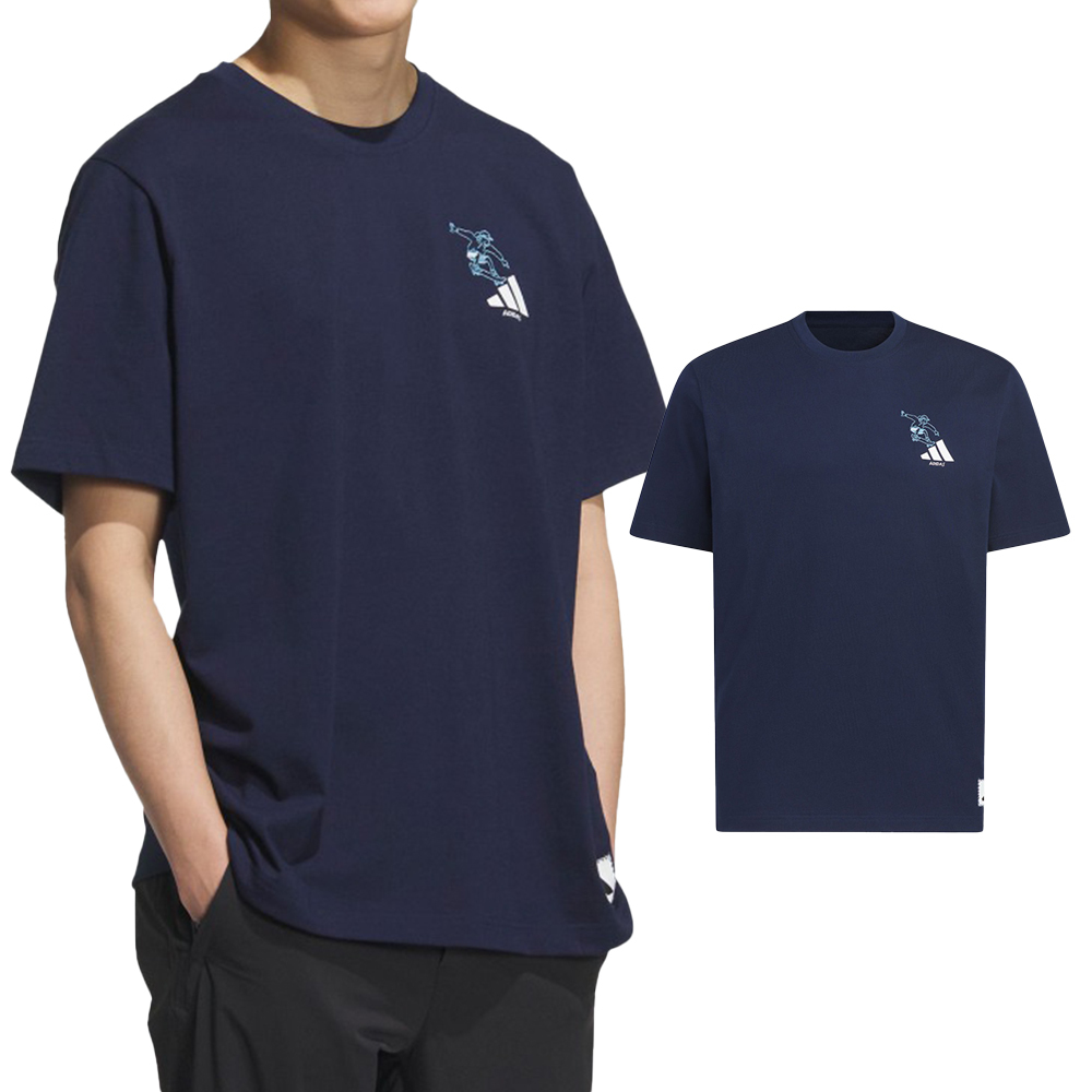 Adidas Gfx Sports Tee3 男款 深藍色 寬鬆 棉質 T恤 運動 休閒 短袖 KC2869