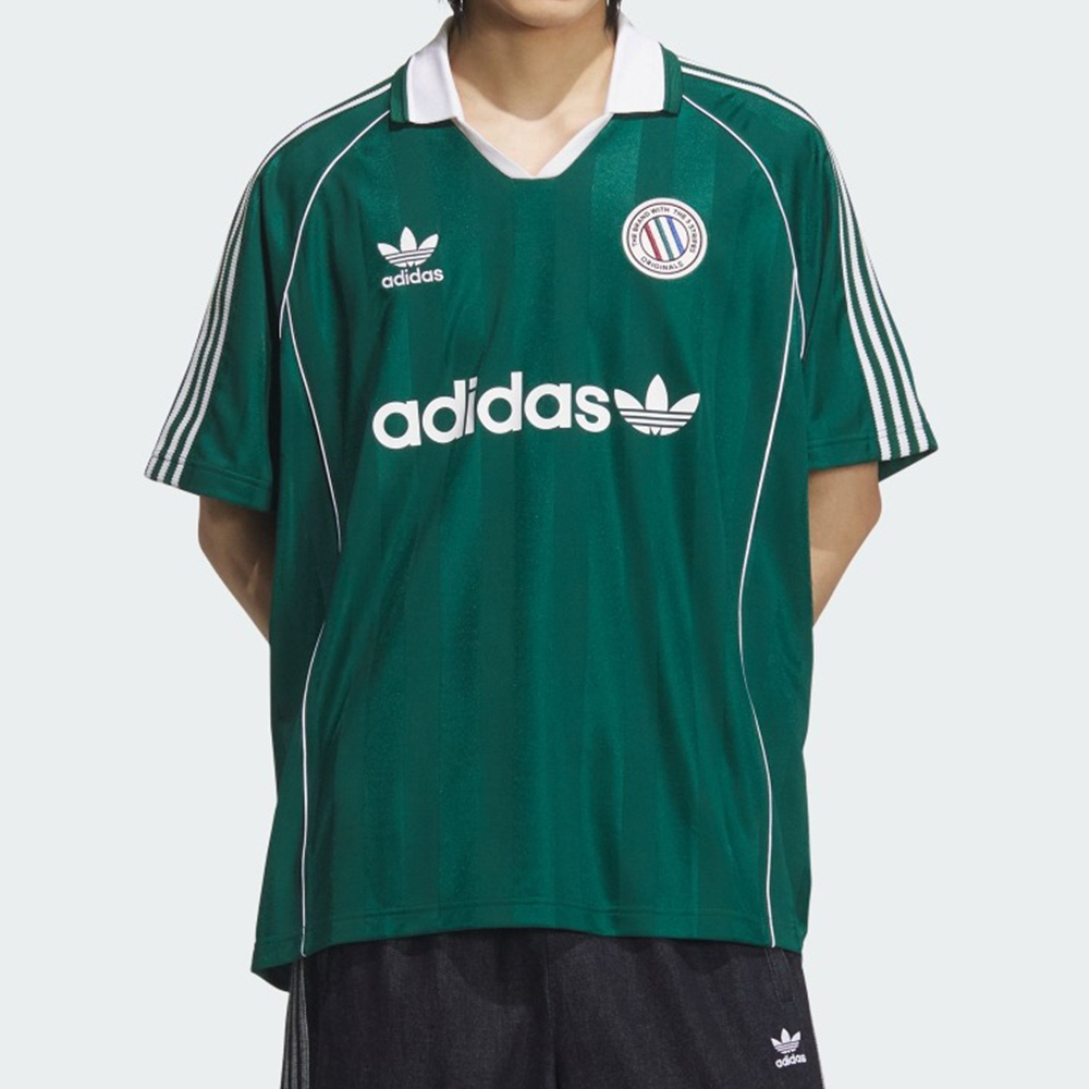 Adidas Jersey Ss 男款 綠色 寬鬆 V領 足球 運動 休閒 短袖 KC0128