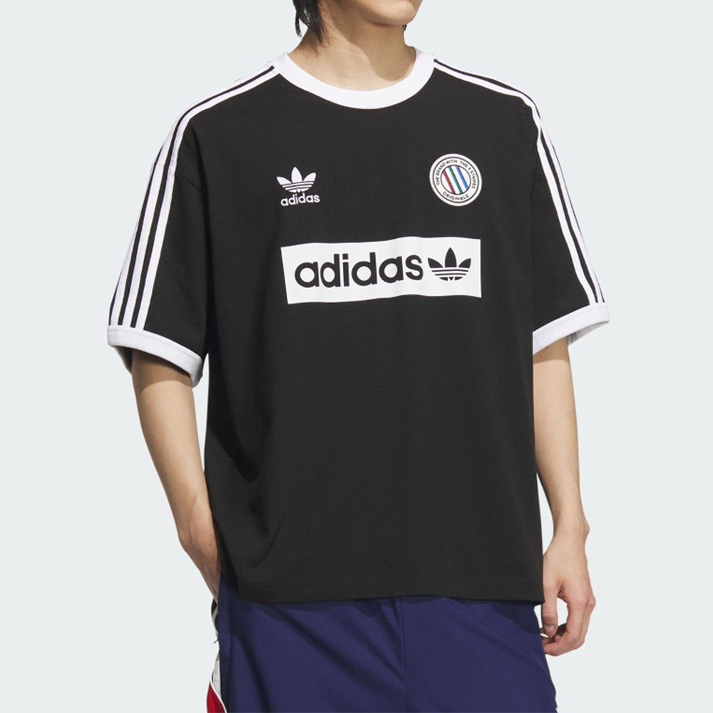 Adidas Ringer Tee 男款 黑色 寬鬆 Logo印花 棉質 T恤 休閒 短袖 KC2603