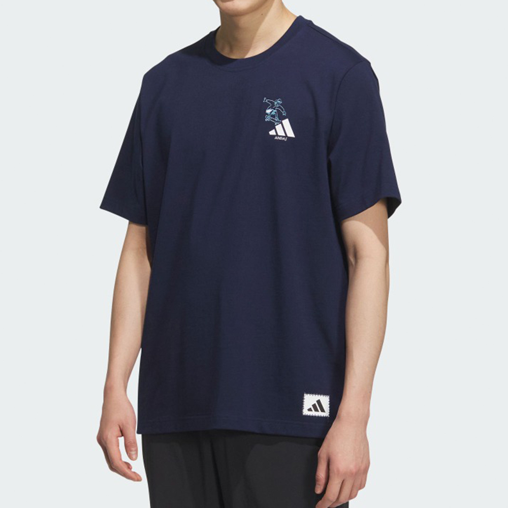 Adidas Gfx Sports Tee3 男款 深藍色 寬鬆 棉質 T恤 運動 休閒 短袖 KC2869