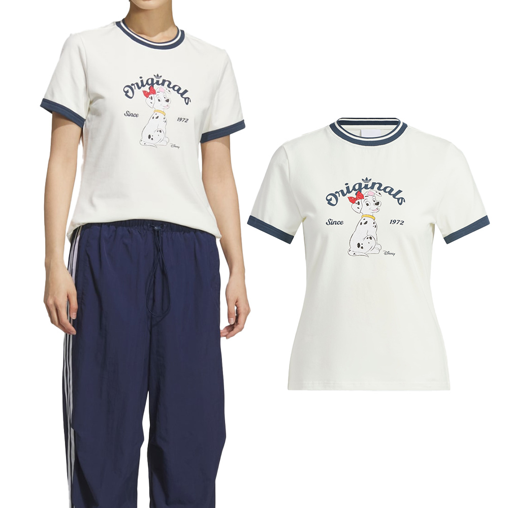 Adidas W Ringer Tee 女款 白色 修身 迪士尼 101忠狗 圖案 休閒 短袖 KG6696