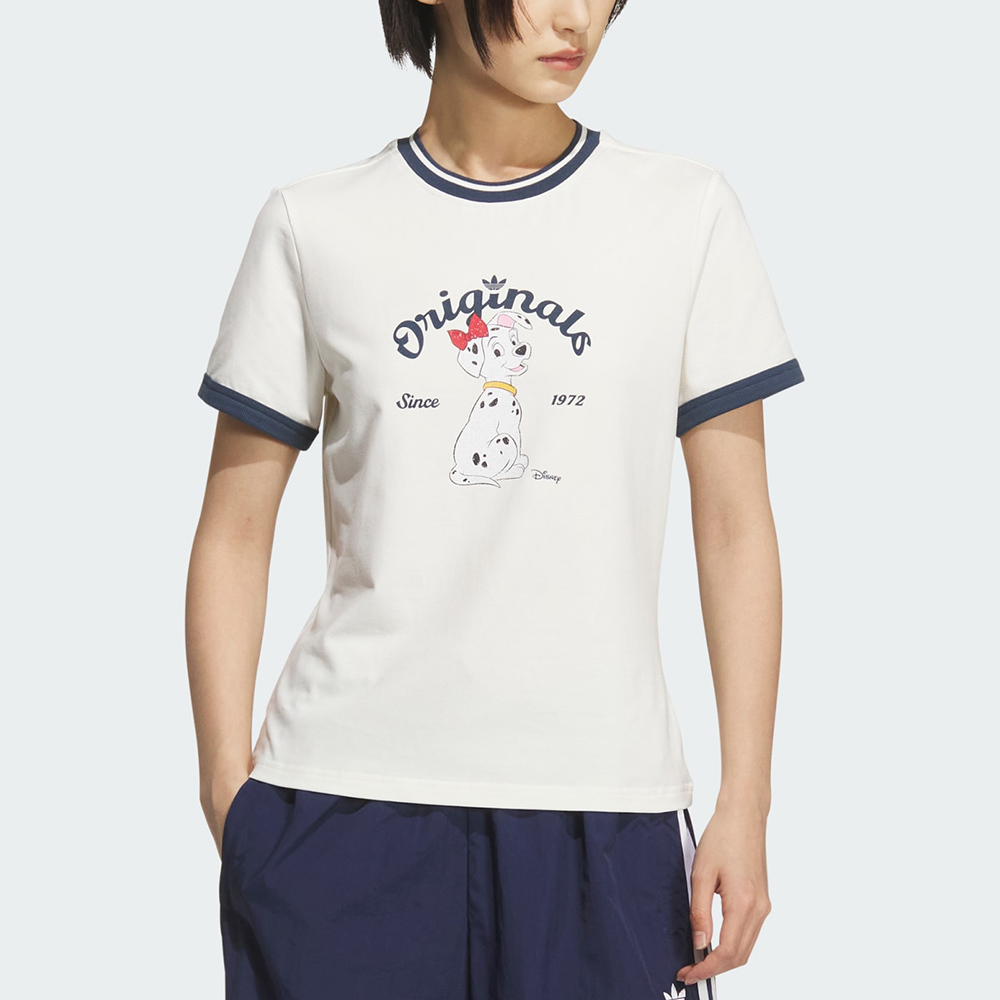 Adidas W Ringer Tee 女款 白色 修身 迪士尼 101忠狗 圖案 休閒 短袖 KG6696