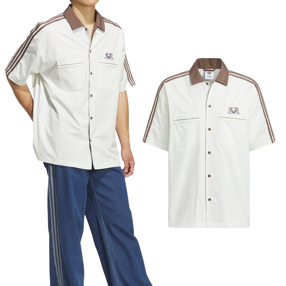Adidas U Bowling Tee 男款 女款 米色 寬鬆 迪士尼 101忠狗 襯衫 休閒 短袖 KG6690