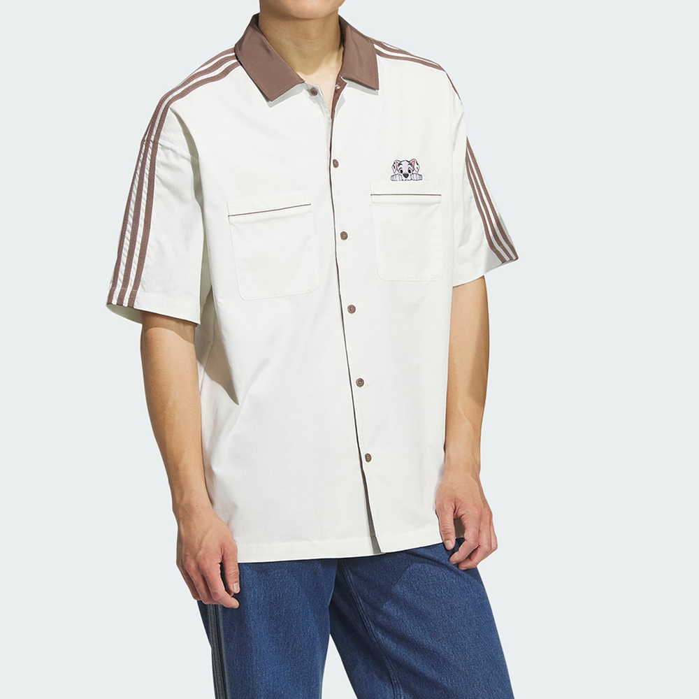 Adidas U Bowling Tee 男款 女款 米色 寬鬆 迪士尼 101忠狗 襯衫 休閒 短袖 KG6690