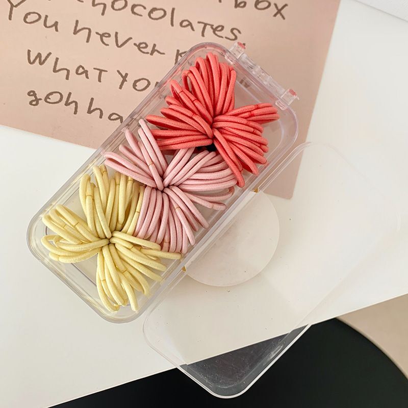 #N/A - 彩色系 基礎款高彈力髮圈 / 兒童髮圈 × 90條/盒裝 (橘黃)