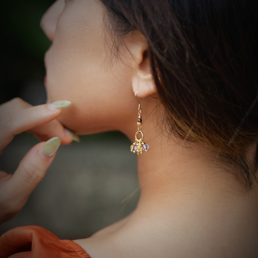 伊斯坦堡的甜夢｜橄欖石紫水晶耳勾式耳環 E0038