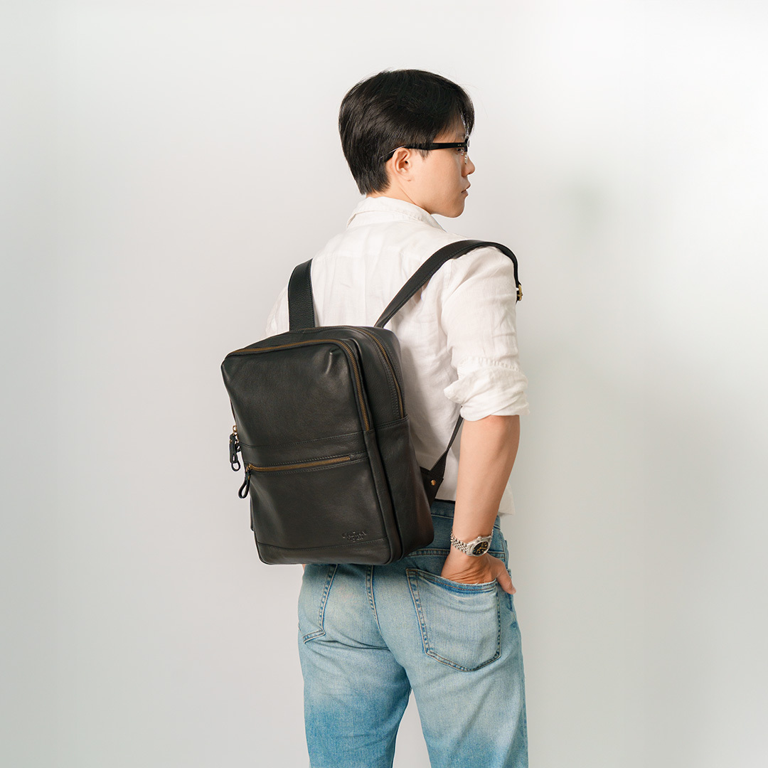 真皮休閒簡約後背包-（5420）