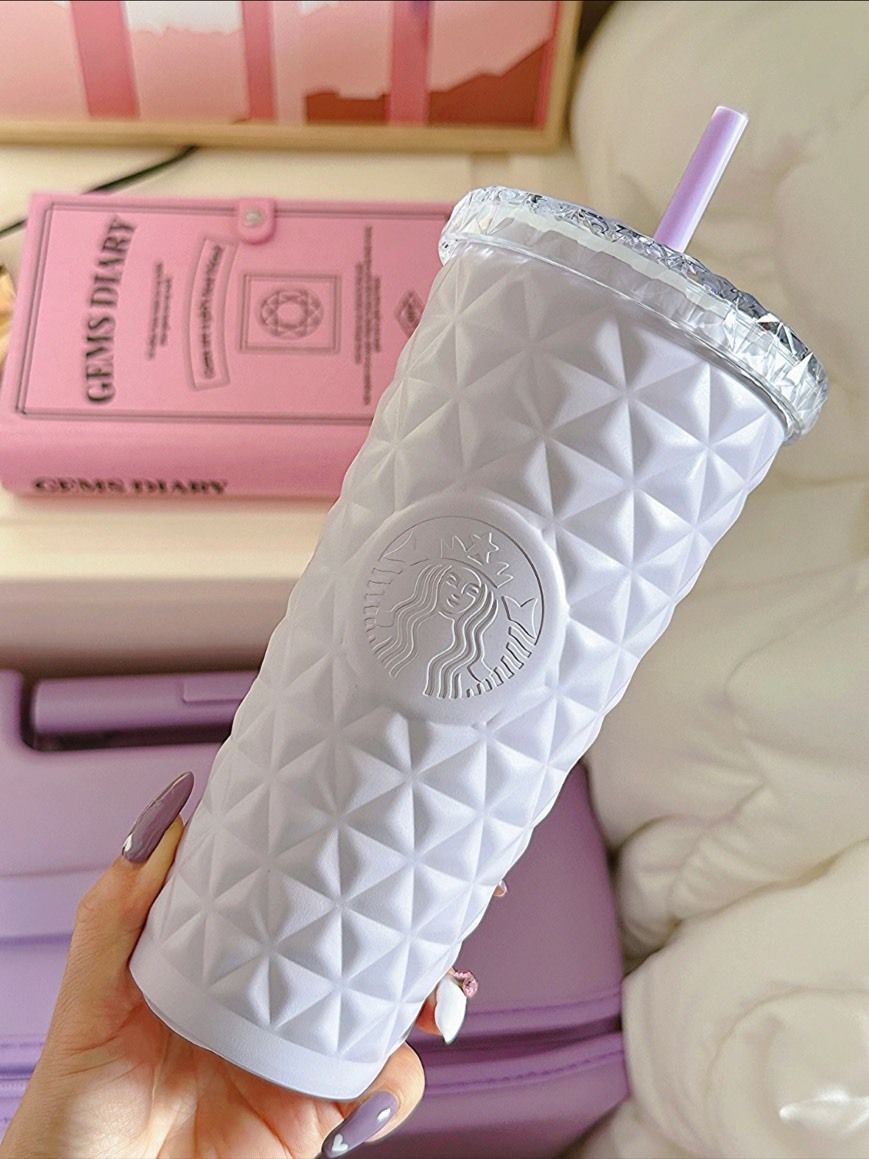 Starbucks 星巴克 菱格紋國外限定 氣質吸管杯