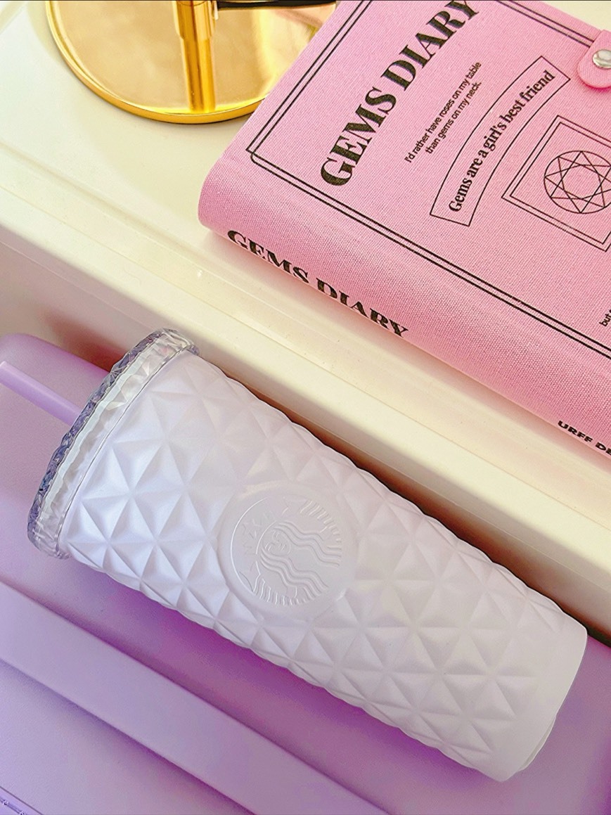 Starbucks 星巴克 菱格紋國外限定 氣質吸管杯