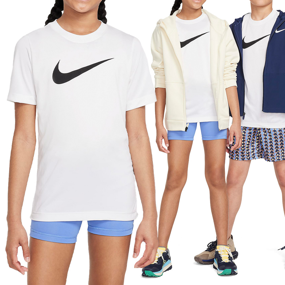Nike K Nk Df Lgd Tee Swoosh Hbr 大童 童裝 白色 排汗 上衣 短袖 FZ5199-100