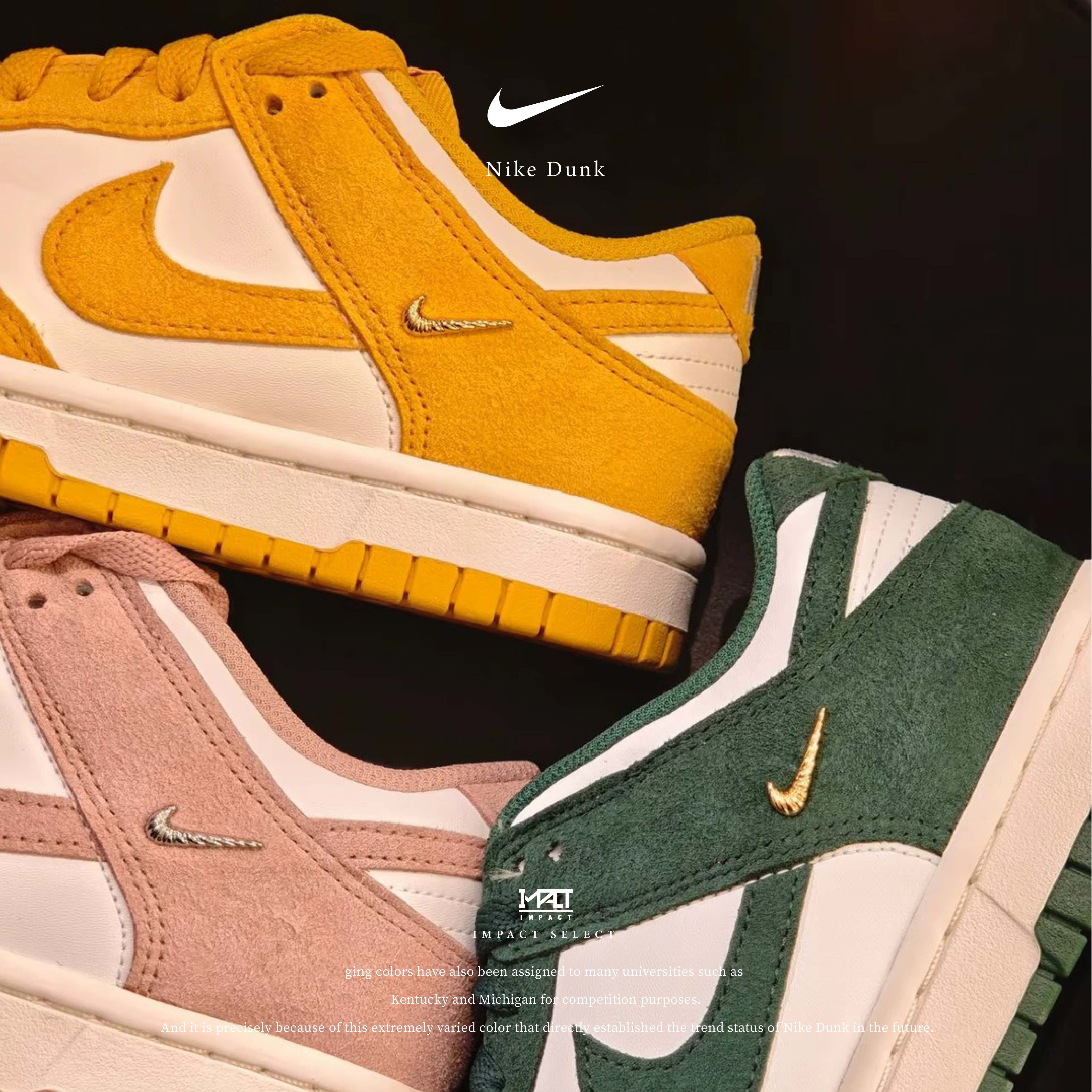 NIKE DUNK LOW  金銀 小勾 麂皮 三色 復古 運動 休閒鞋 IB4417-101/IB4417-102/IB4417-100