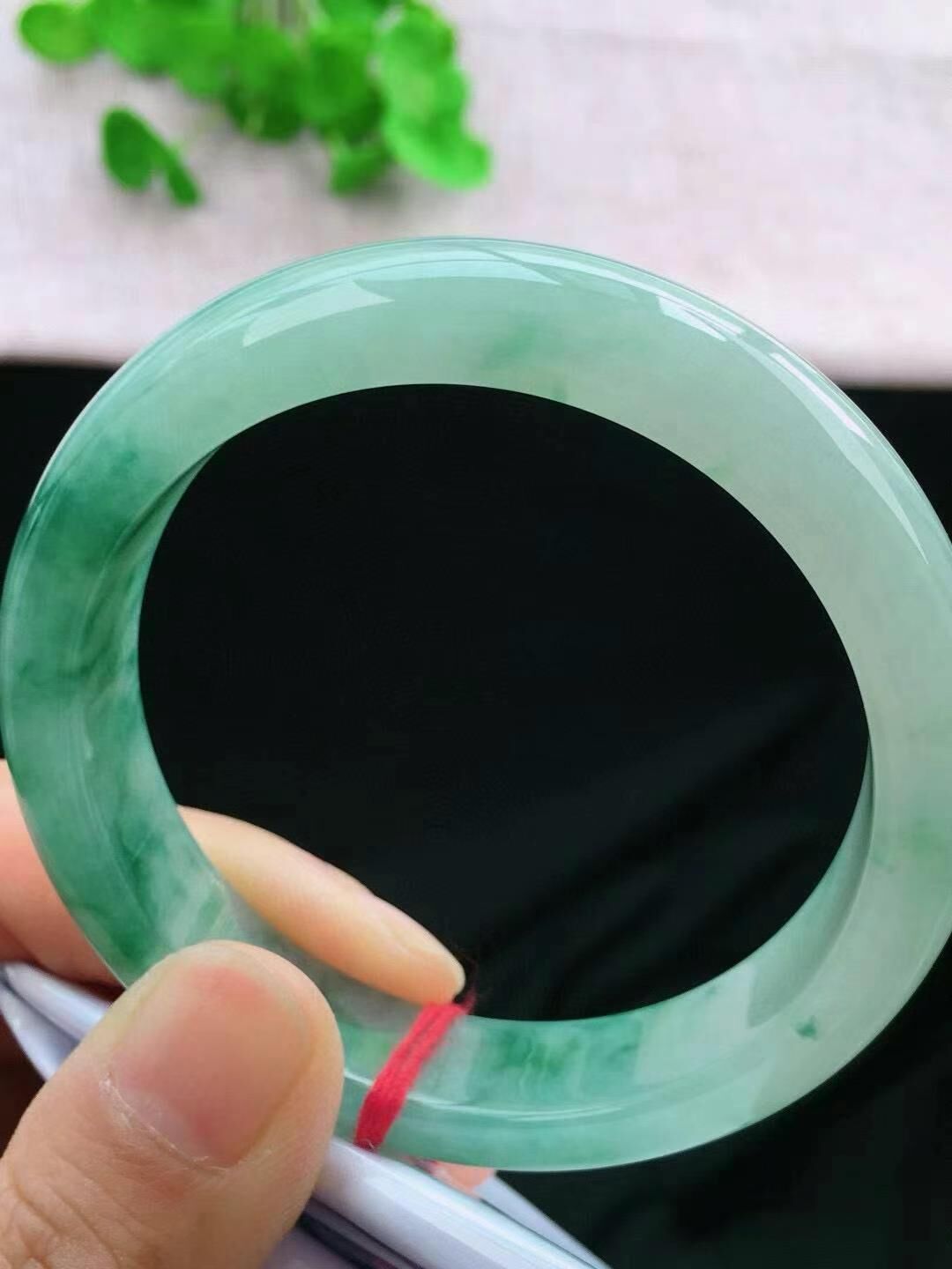 7205845 56.5mm冰飄花翡翠正圈手鐲 (56-58)