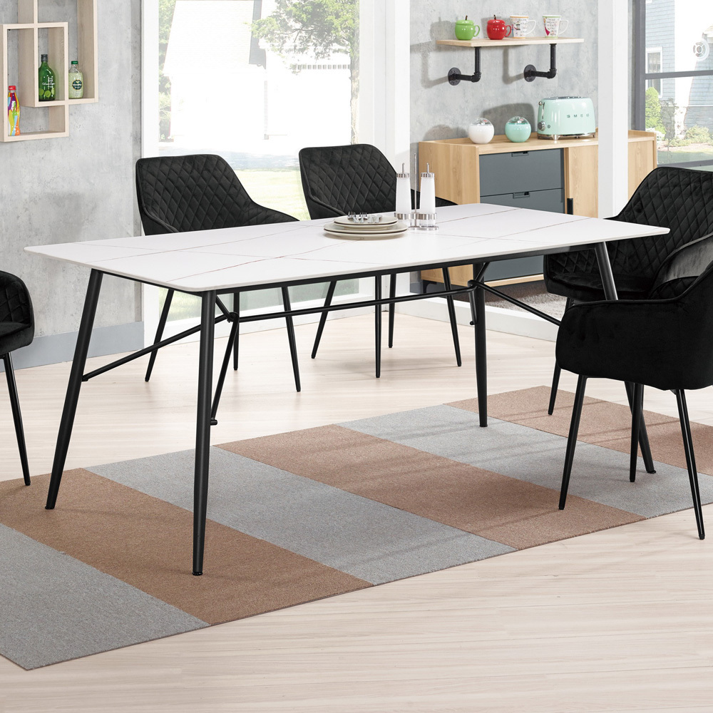 柏倫6尺工業風白色岩板餐桌/工作桌/長桌/會議桌