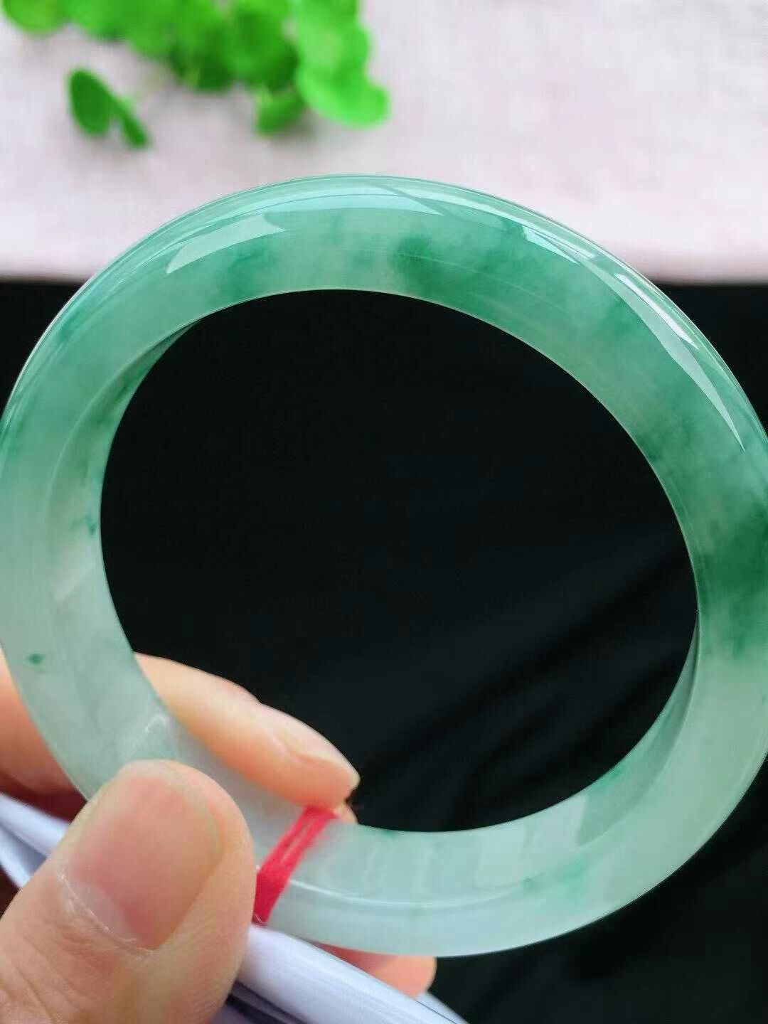 冰飄花翡翠正圈手鐲,天然翡翠A玉, 緬甸玉, Jade, Jadeite