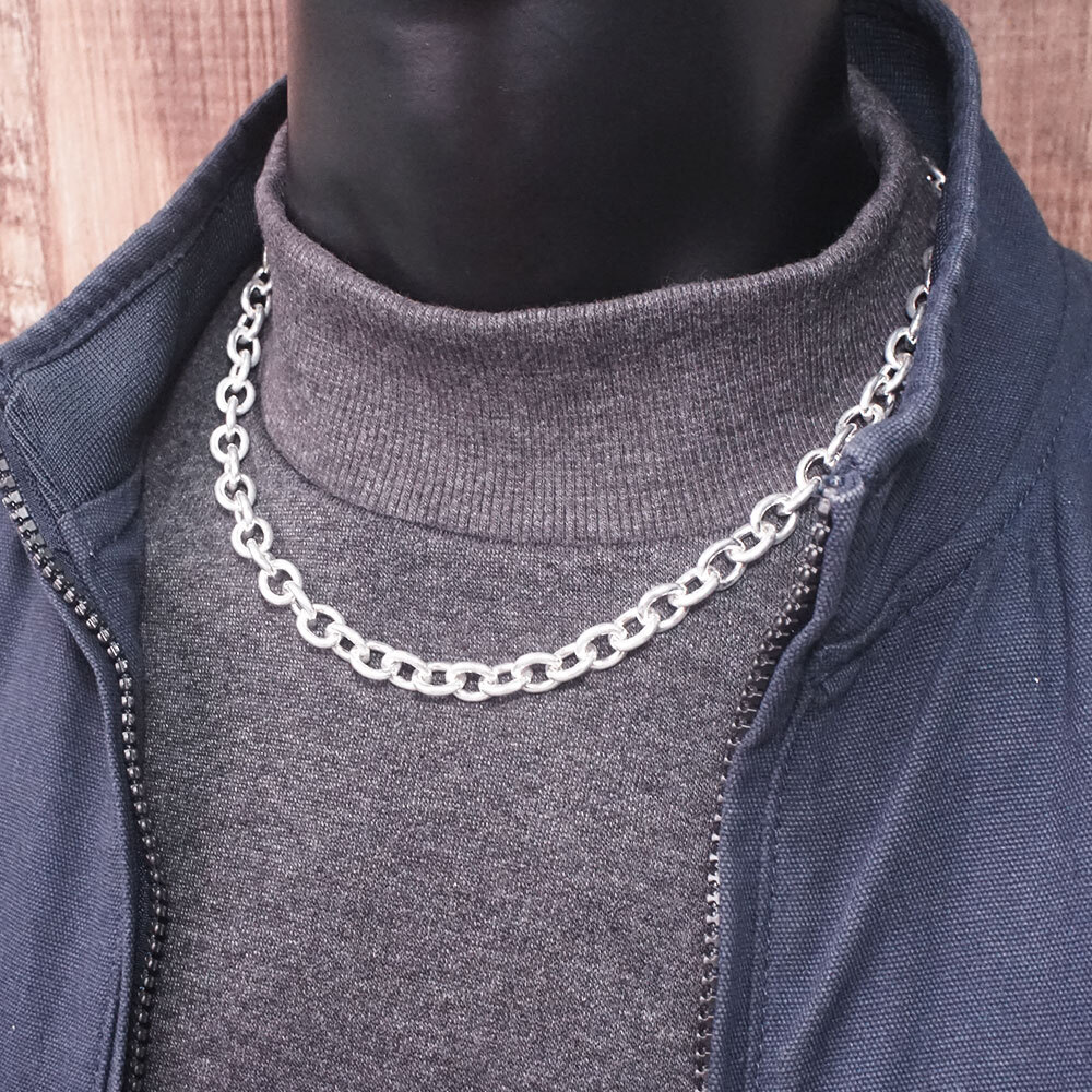 寬版圓圈鍊(8mm寬鍊) 925純銀 男生項鍊 客製長度銀鍊