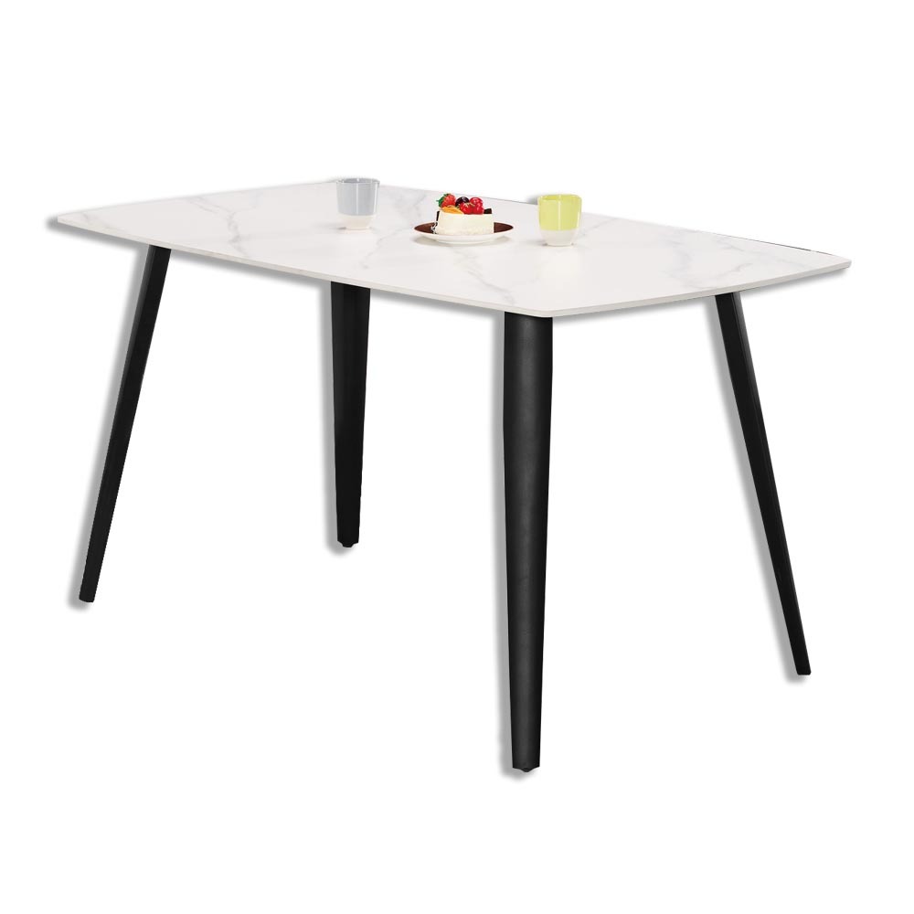 亞賀4.7尺工業風白色岩板餐桌/工作桌