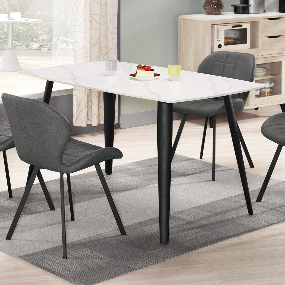 亞賀4.7尺工業風白色岩板餐桌/工作桌