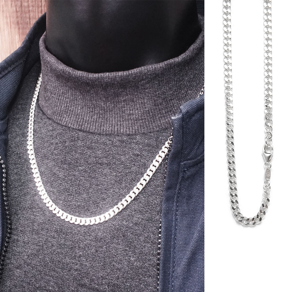 率性繩索鍊(3.5mm寬鍊)  925純銀鍊 男生項鍊 中性 客製長度 鍊子