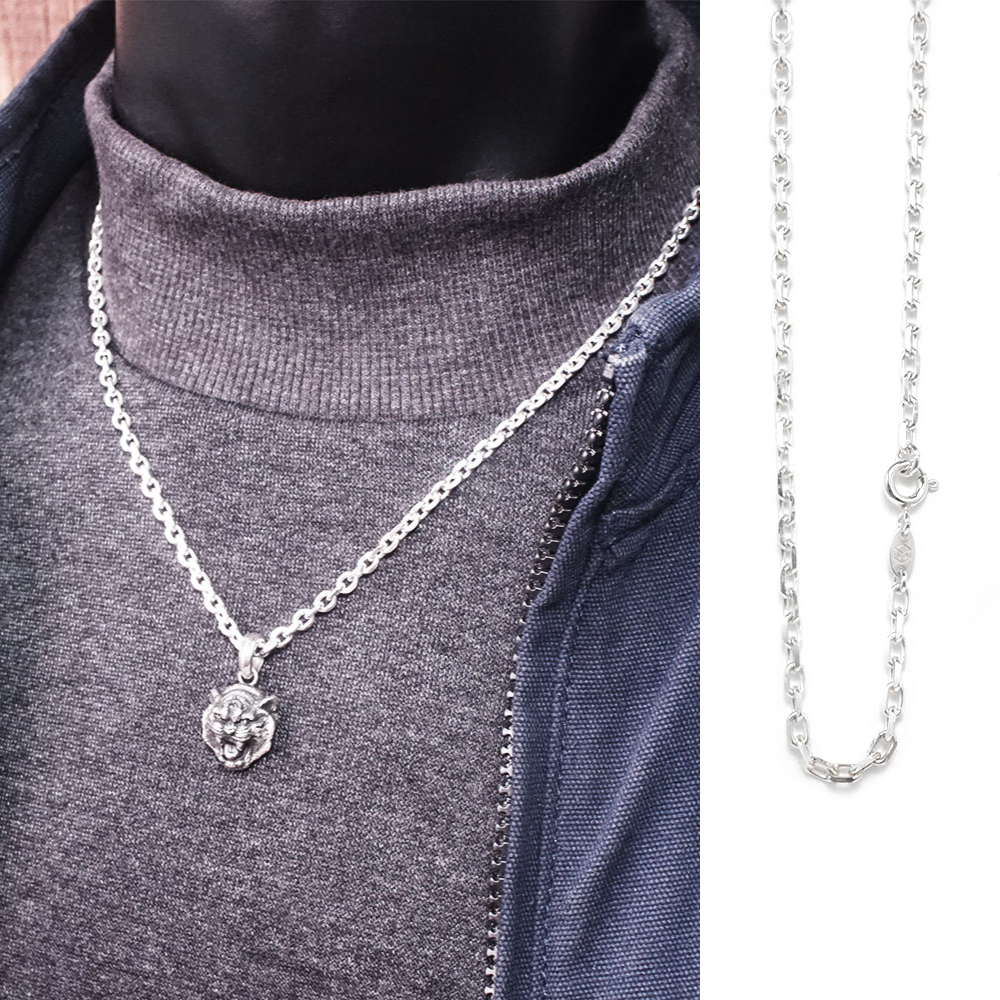 方形稜角鍊(2.8mm中鍊) 925純銀 男生項鍊 中性 客製長度 銀鍊 純鍊子(不含墜子)