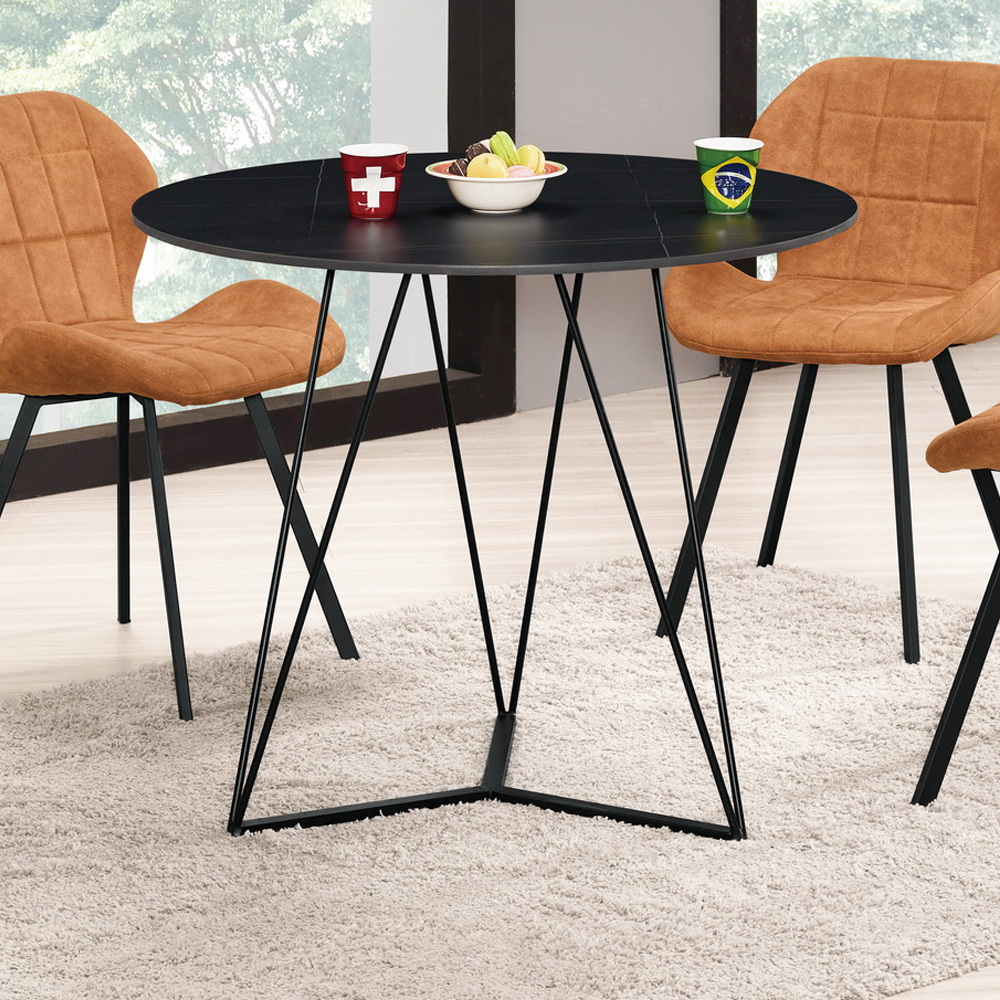 魯爾3尺工業風岩板圓形餐桌/休閒桌/洽談桌