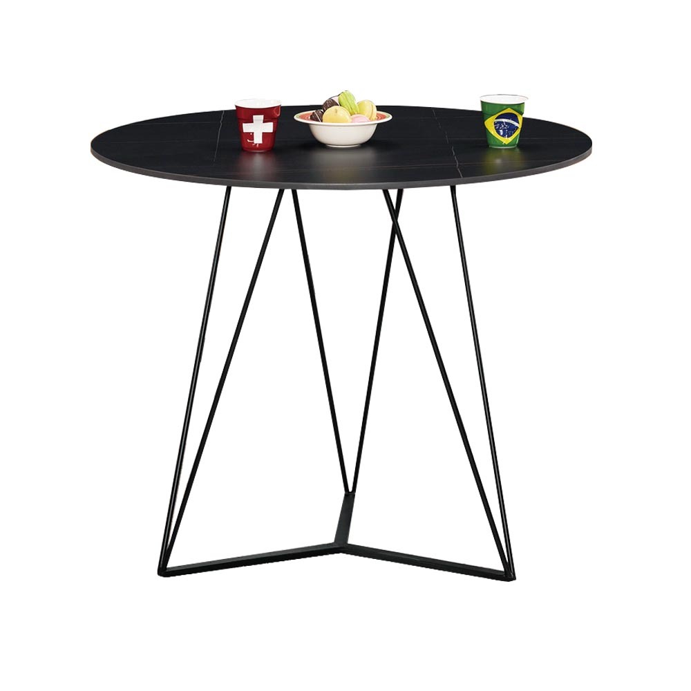 魯爾3尺工業風岩板圓形餐桌/休閒桌/洽談桌