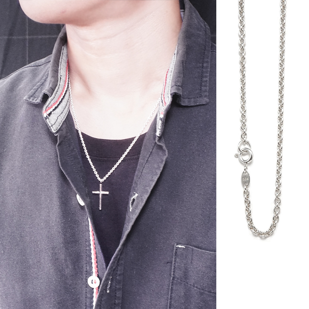 經典圓圈鍊(2.4mm中鍊) 925純銀 女生 男生 中性項鍊 客製長度 純銀鍊子(不含墜子)