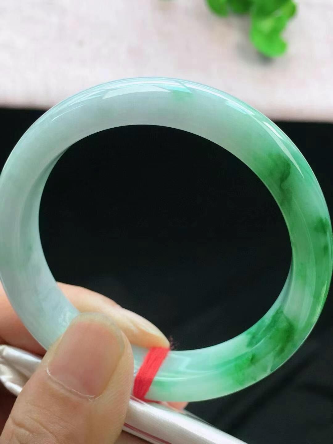 7205848 52.7mm冰飄綠翡翠正圈手鐲 (52-54)