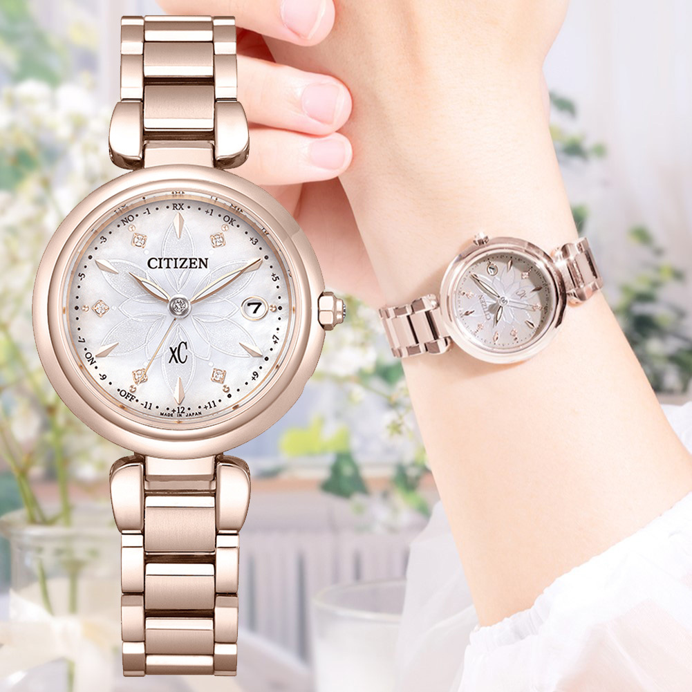 星辰錶CITIZEN xC Sakura pink櫻花粉光動能鈦金屬電波女錶29MM-ES9467-71Y