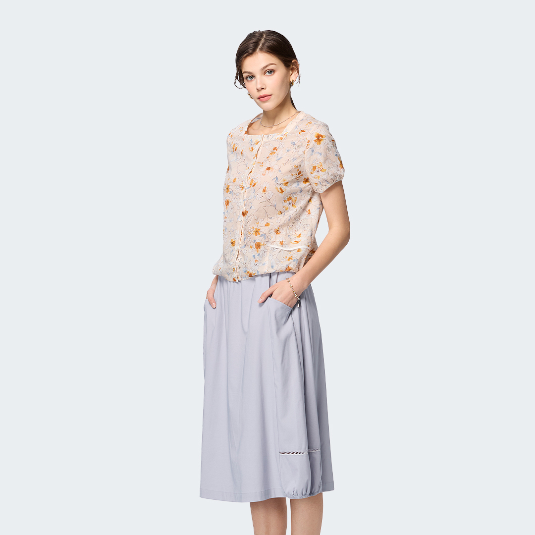 涼感紗混紡鬆緊帶南瓜裙