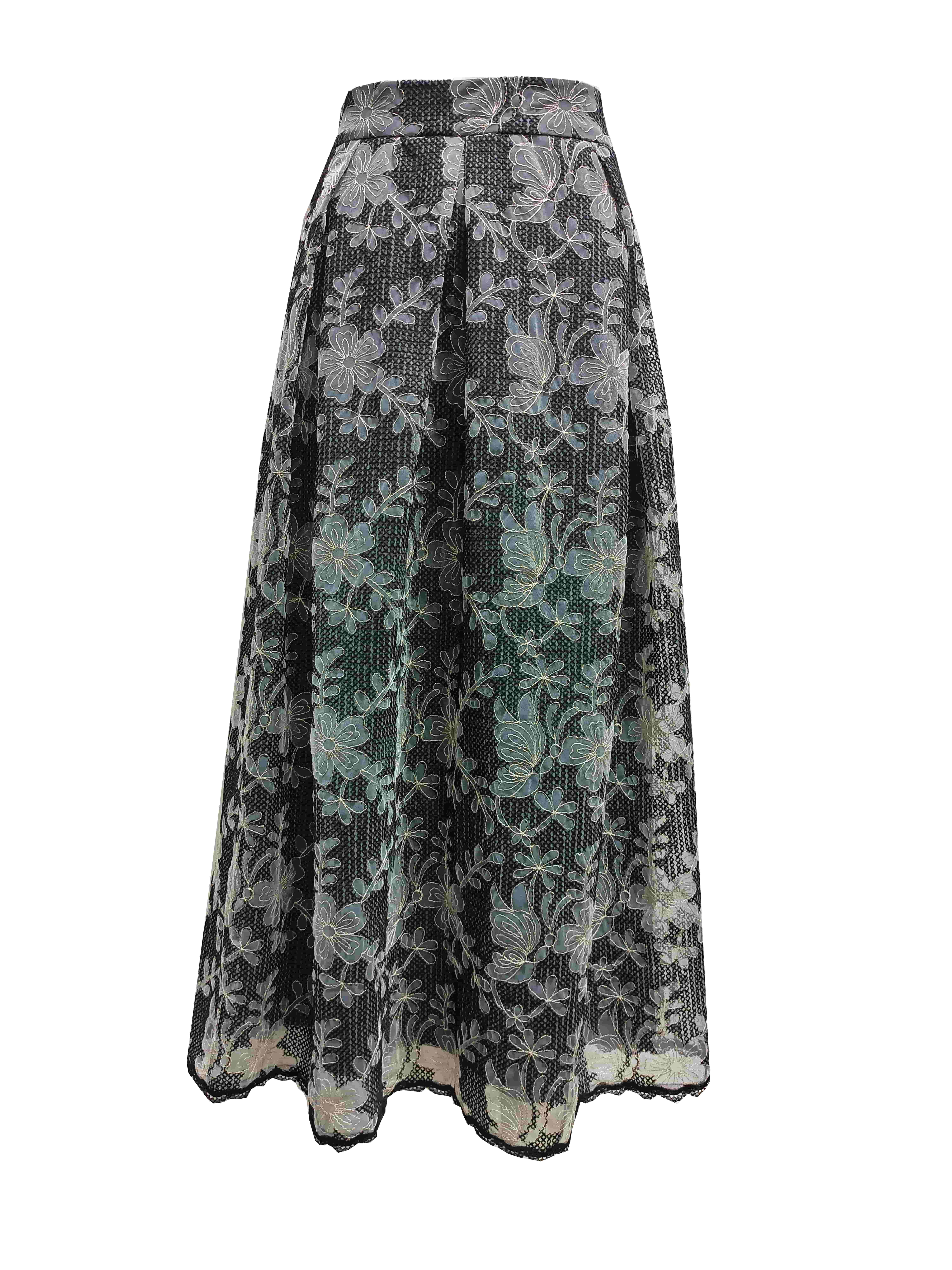 BC1EE112C1 莊園晚宴雙色十字繡拼接紗裙