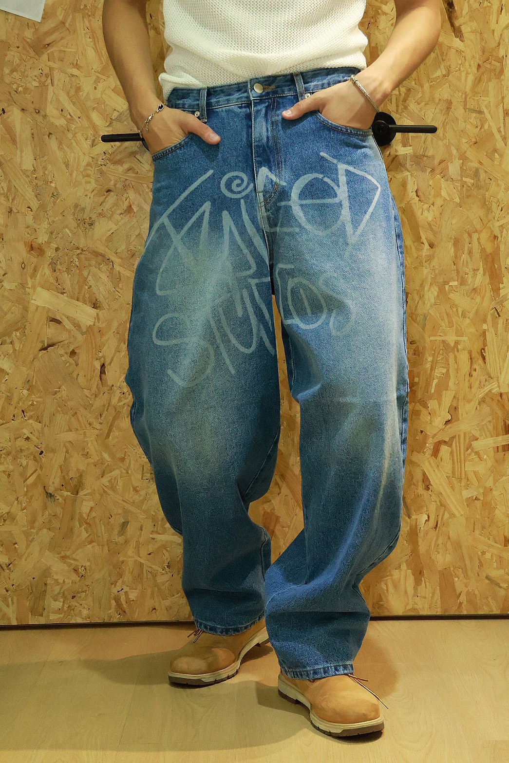 塗鴉 素面 寬鬆版型 #牛仔褲