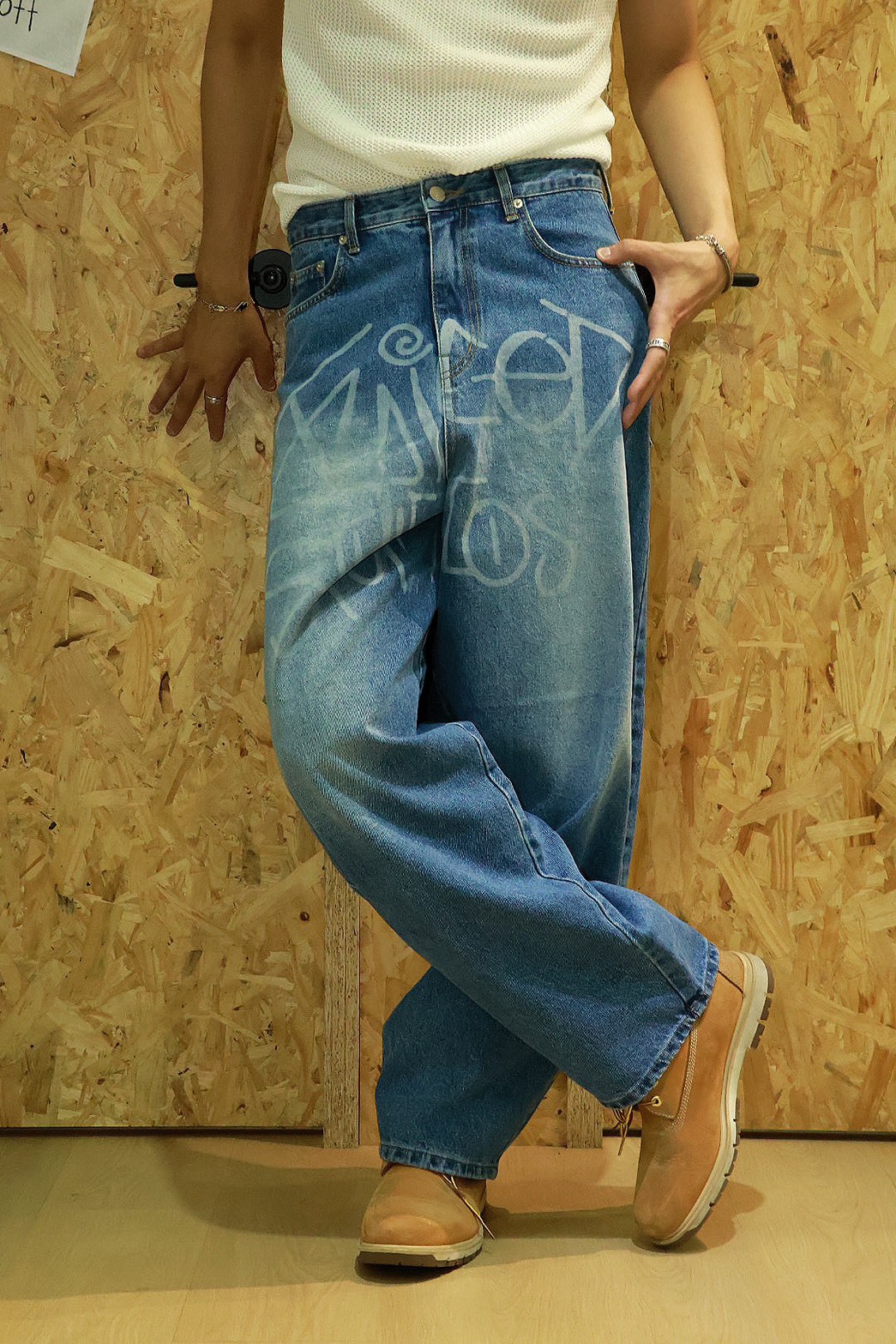 塗鴉 素面 寬鬆版型 #牛仔褲